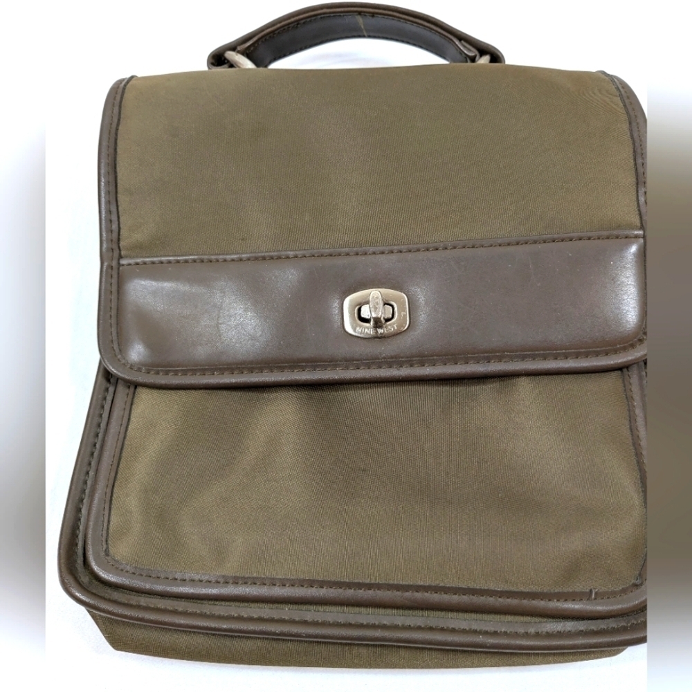 Nine West crossbody/satchel, dark green/brown purse - Picture 11 of 15